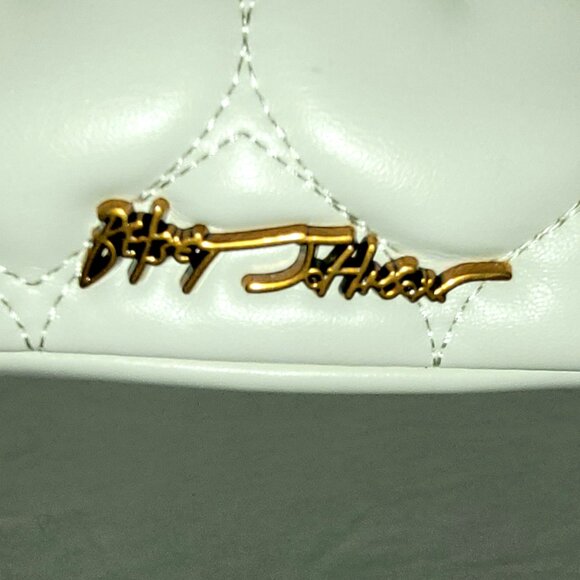 NWOT Betsey Johnson Women's Icon Stud  Off White Tote Bag w/Removable Black Bow - Picture 3 of 15